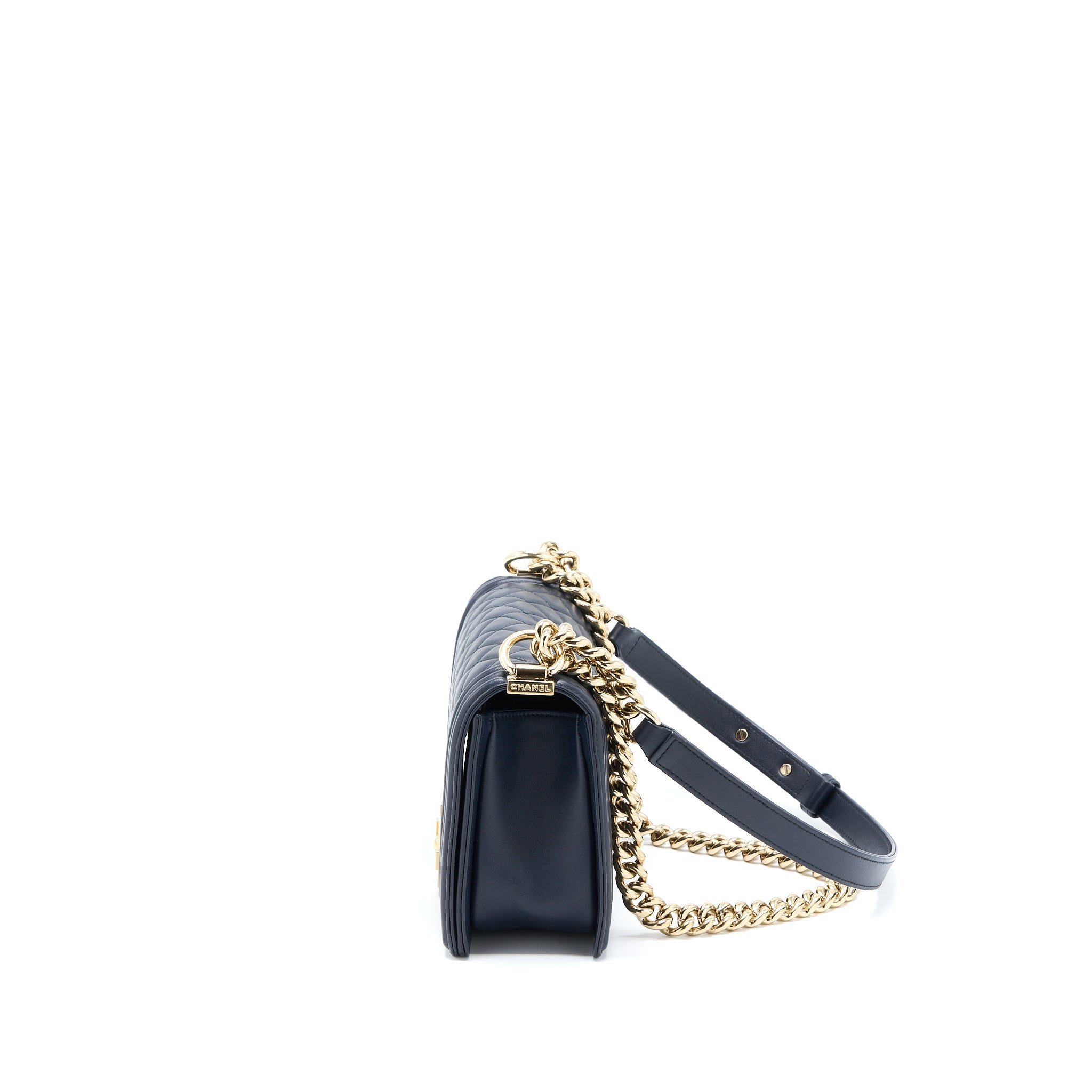 Chanel Medium Boy Bag Calfskin Navy L