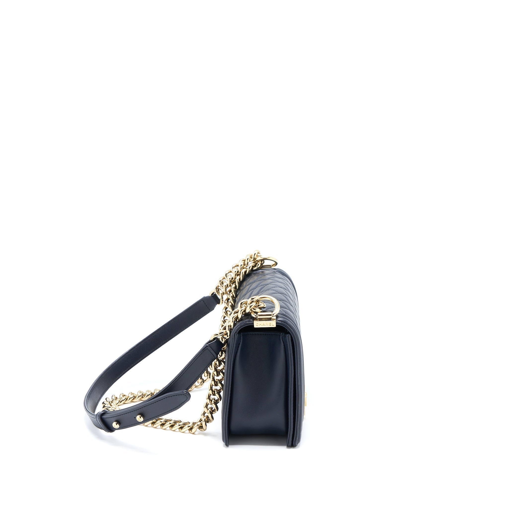 Chanel Medium Boy Bag Calfskin Navy L