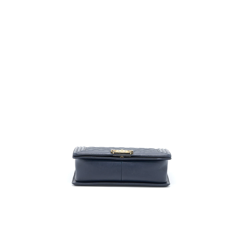 Chanel Medium Boy Bag Calfskin Navy L
