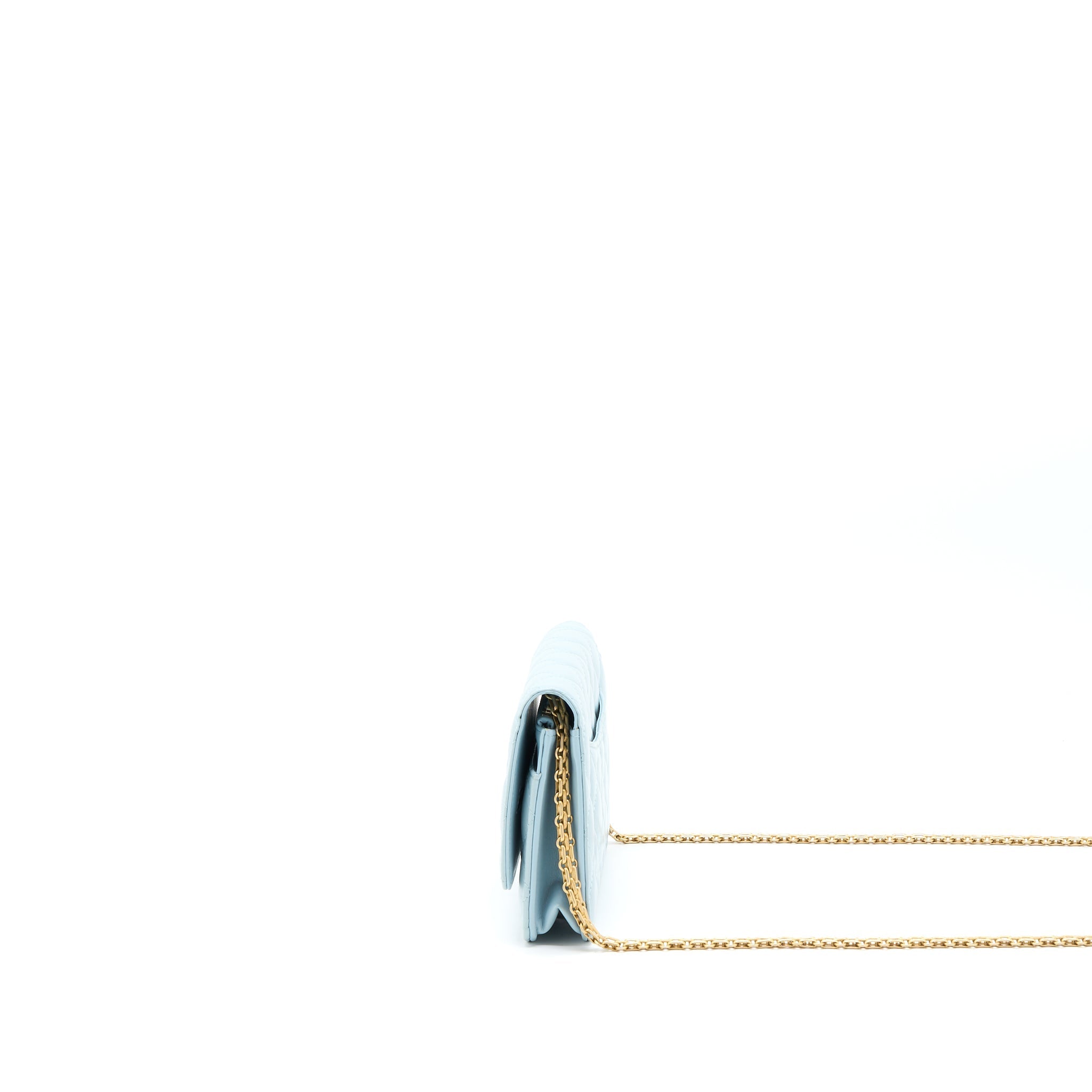 Chanel 2.55 Reissue Wallet On Chain Aged Calfskin Light Blue Brushed  (Microchip)