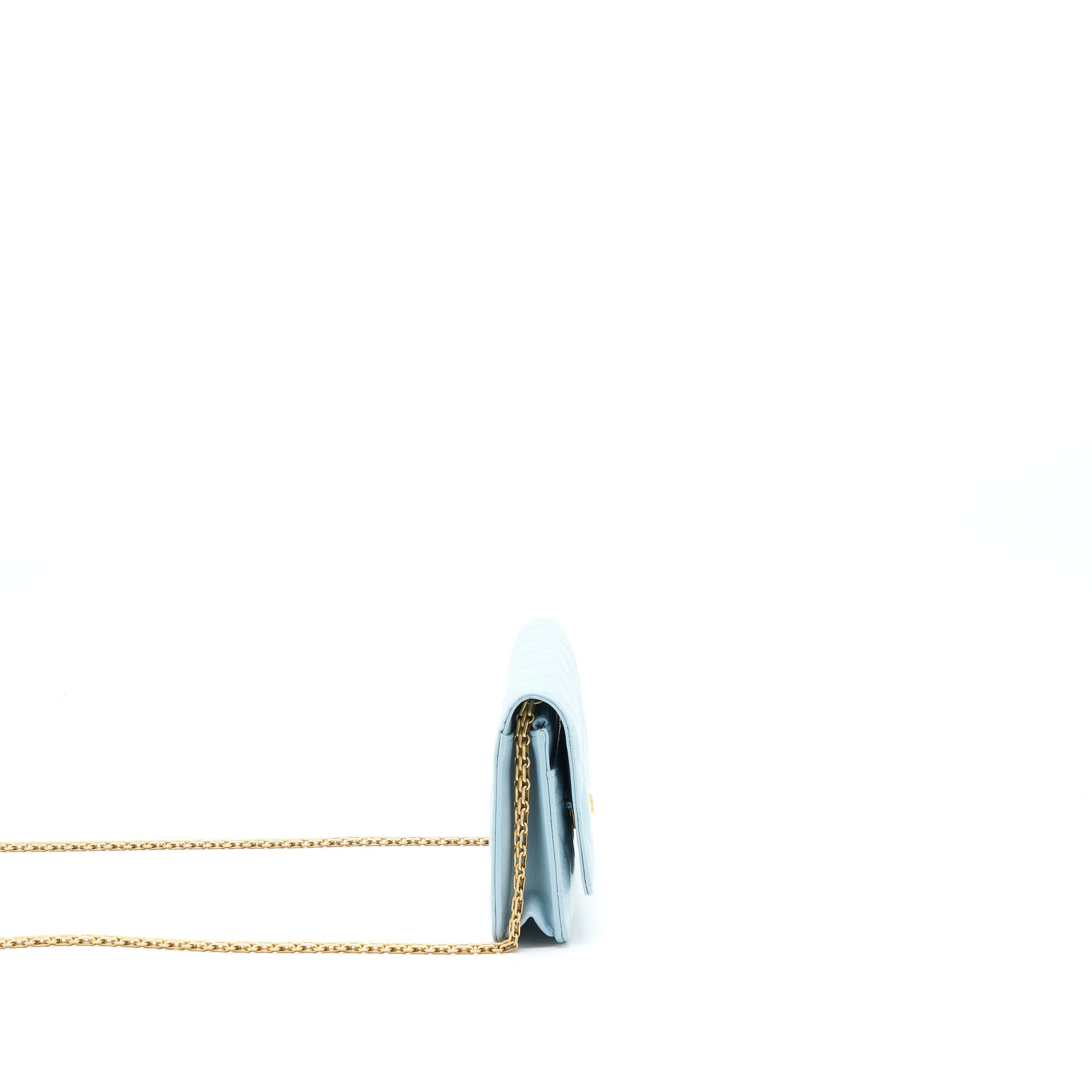 Chanel 2.55 Reissue Wallet On Chain Aged Calfskin Light Blue Brushed  (Microchip)