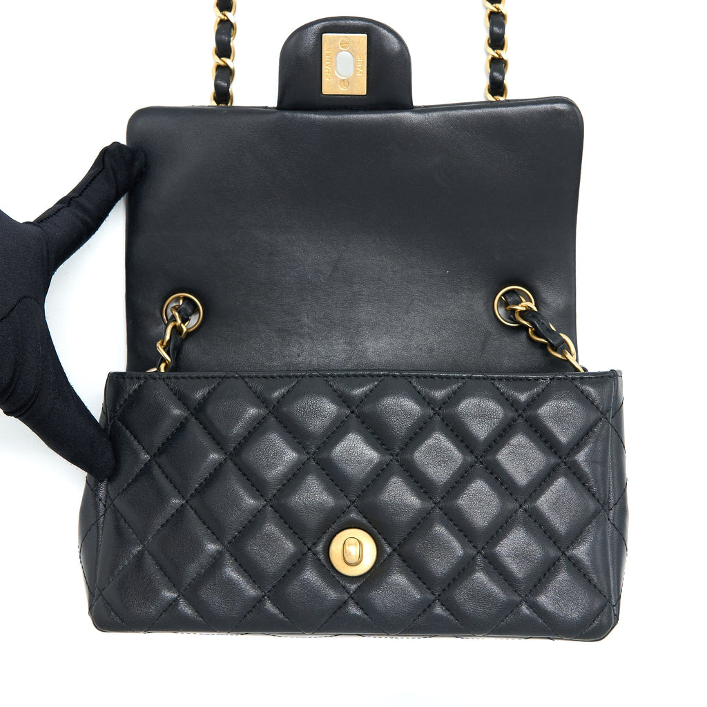 Chanel Mini Rectangular Flap Bag Lambskin Black