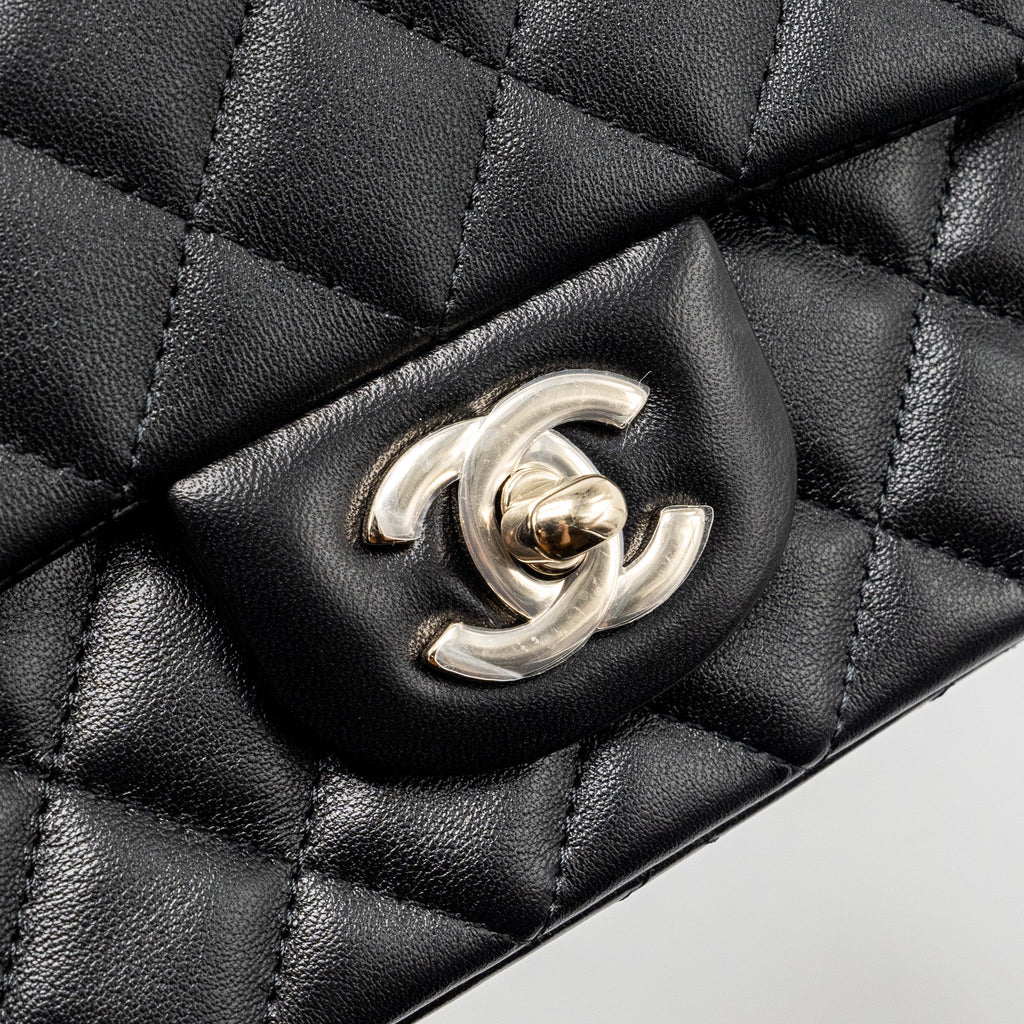 Chanel mini rectangular flap bag lambskin black L (Microchip)