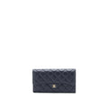 Chanel Classic Flap Long Wallet Caviar Dark Blue L