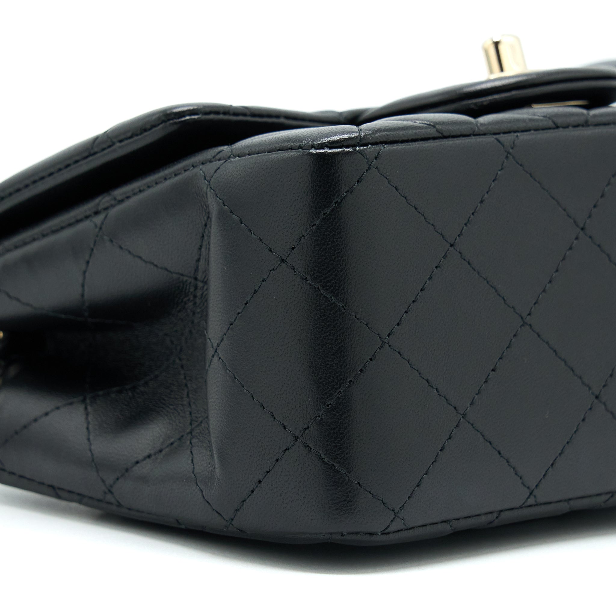 Chanel Classic Mini Square Flap Bag Lambskin Black L (Microchip)