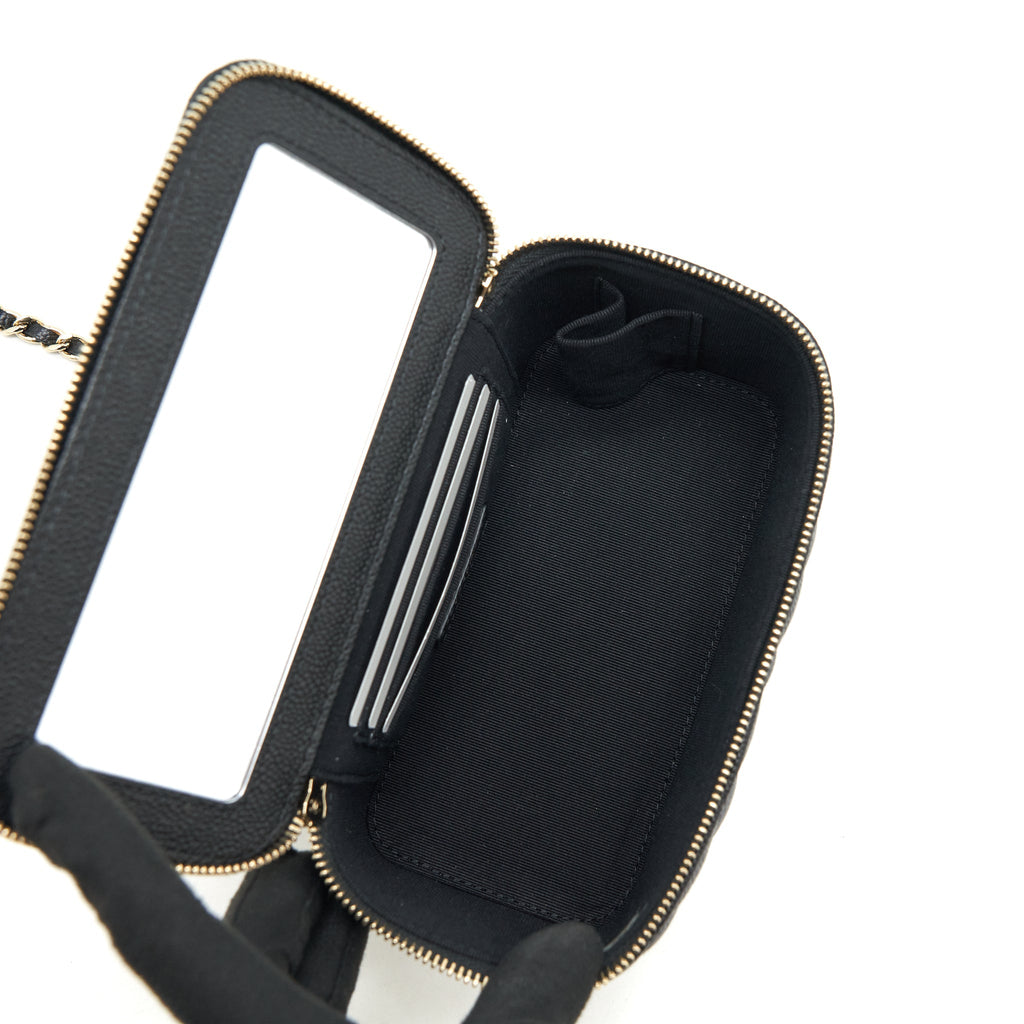 Chanel 22P Long Vanity With Logo On Chain Caviar Black L