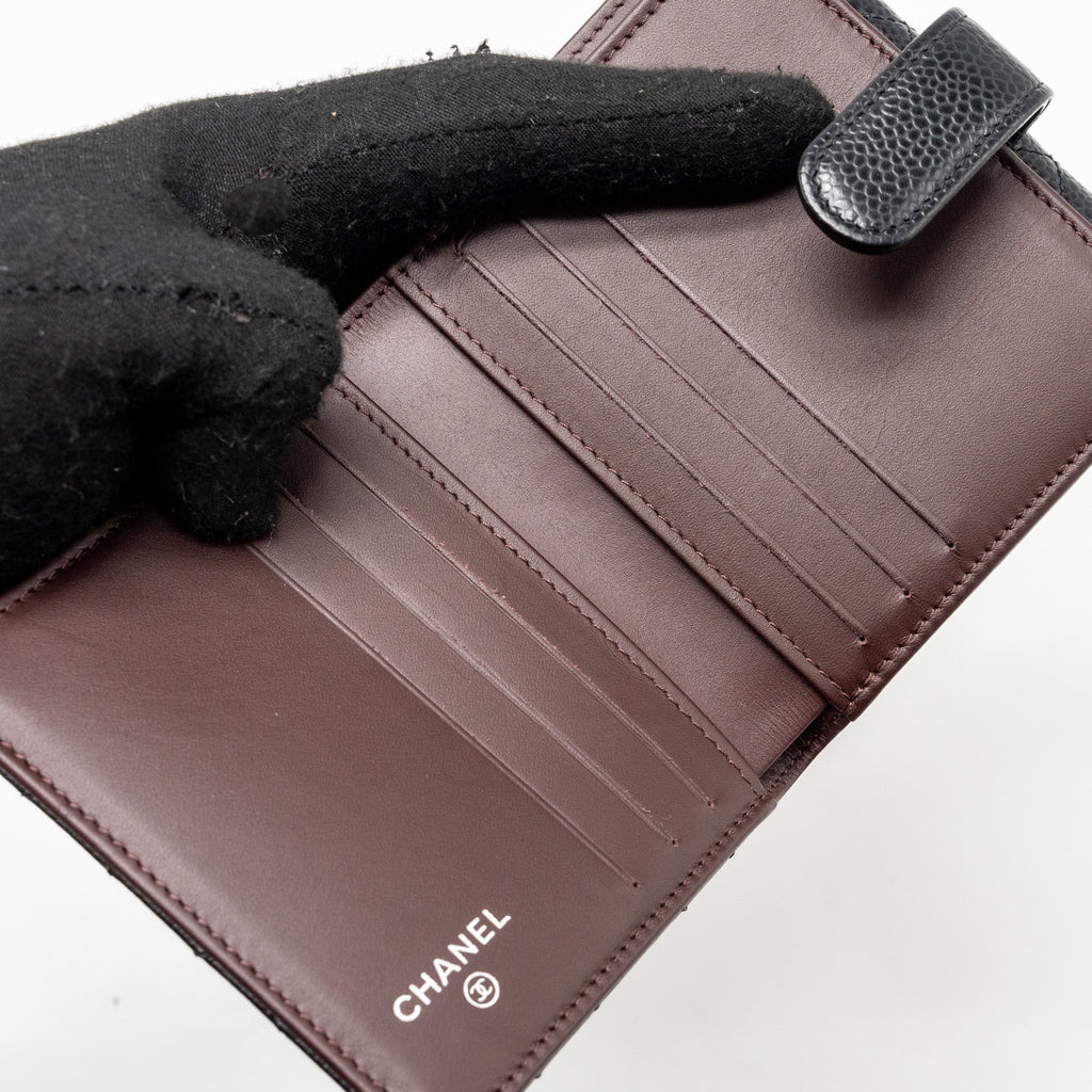 Chanel Compact Wallet Caviar Black