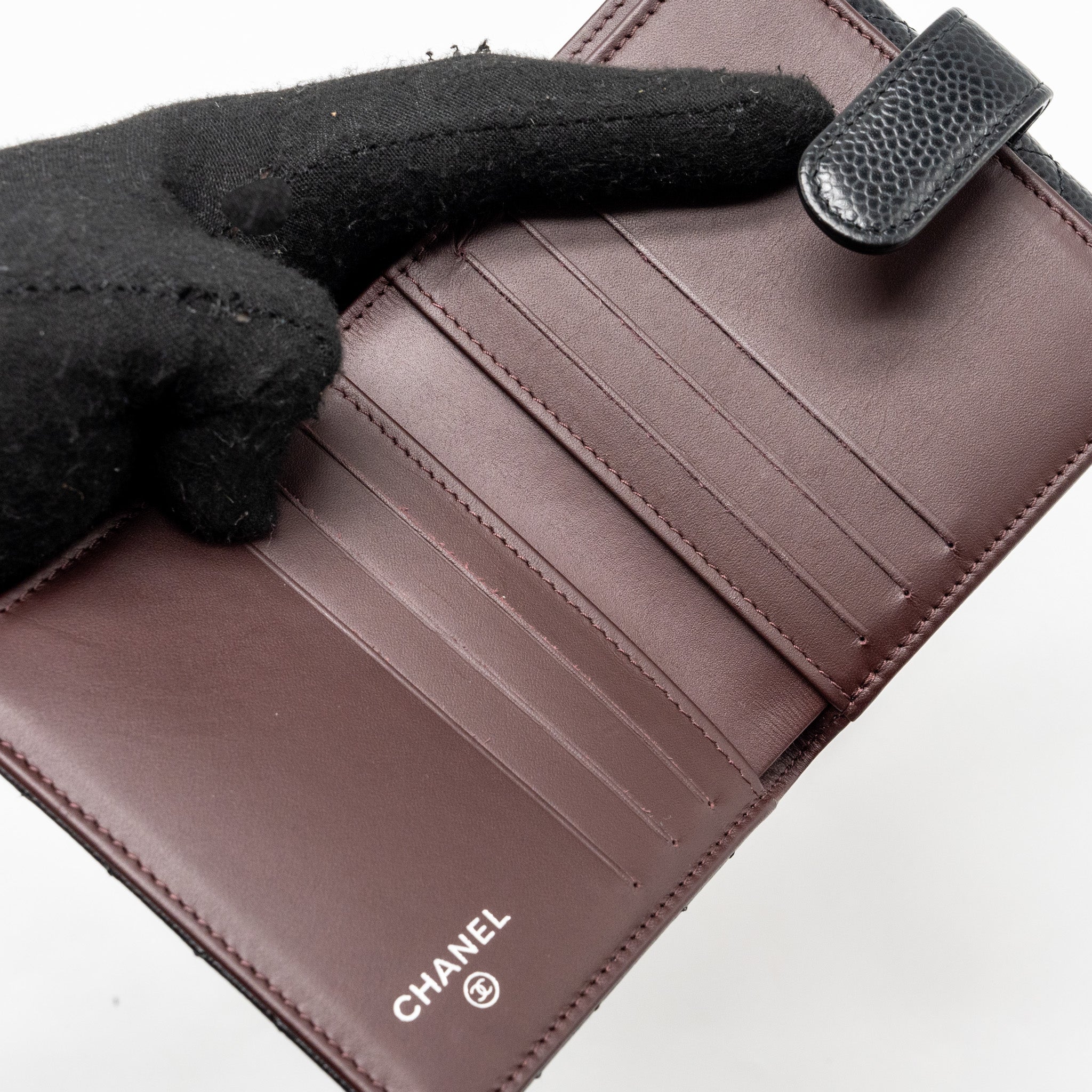 Chanel Compact Wallet Caviar Black