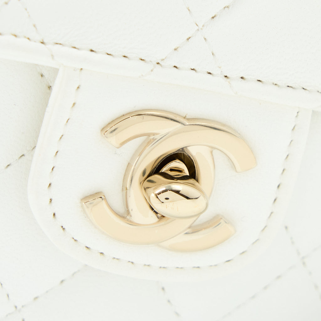 Chanel Small Heart Bag Lambskin White L
