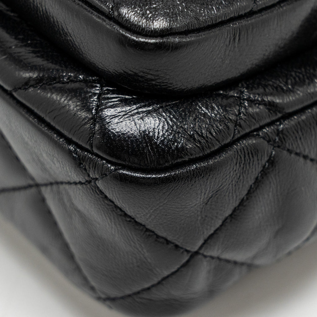 Chanel Double pocket top handle messanger bag shiny calfskin black  (microchip )