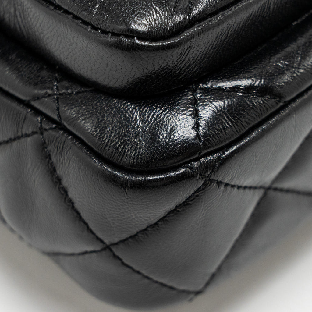 Chanel Double pocket top handle messanger bag shiny calfskin black  (microchip )