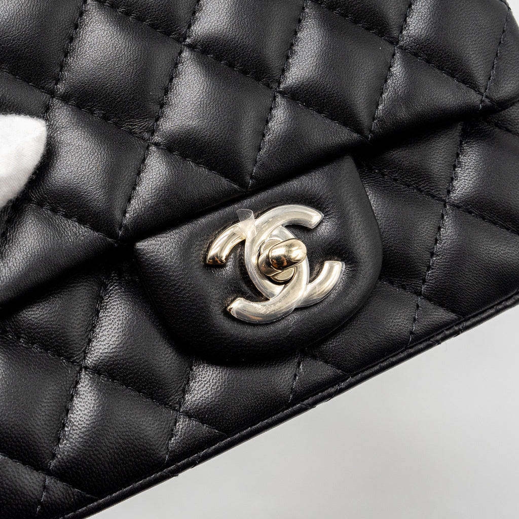 Chanel mini square flap bag lambskin black L (microchip)