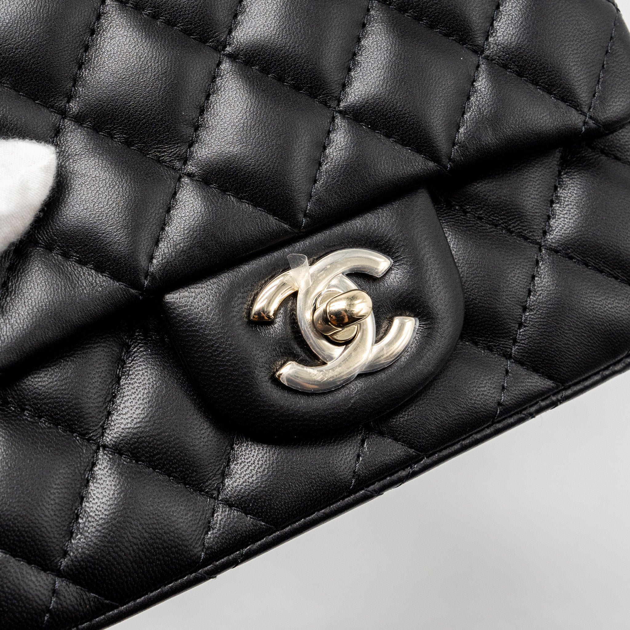 Chanel mini square flap bag lambskin black L (microchip)