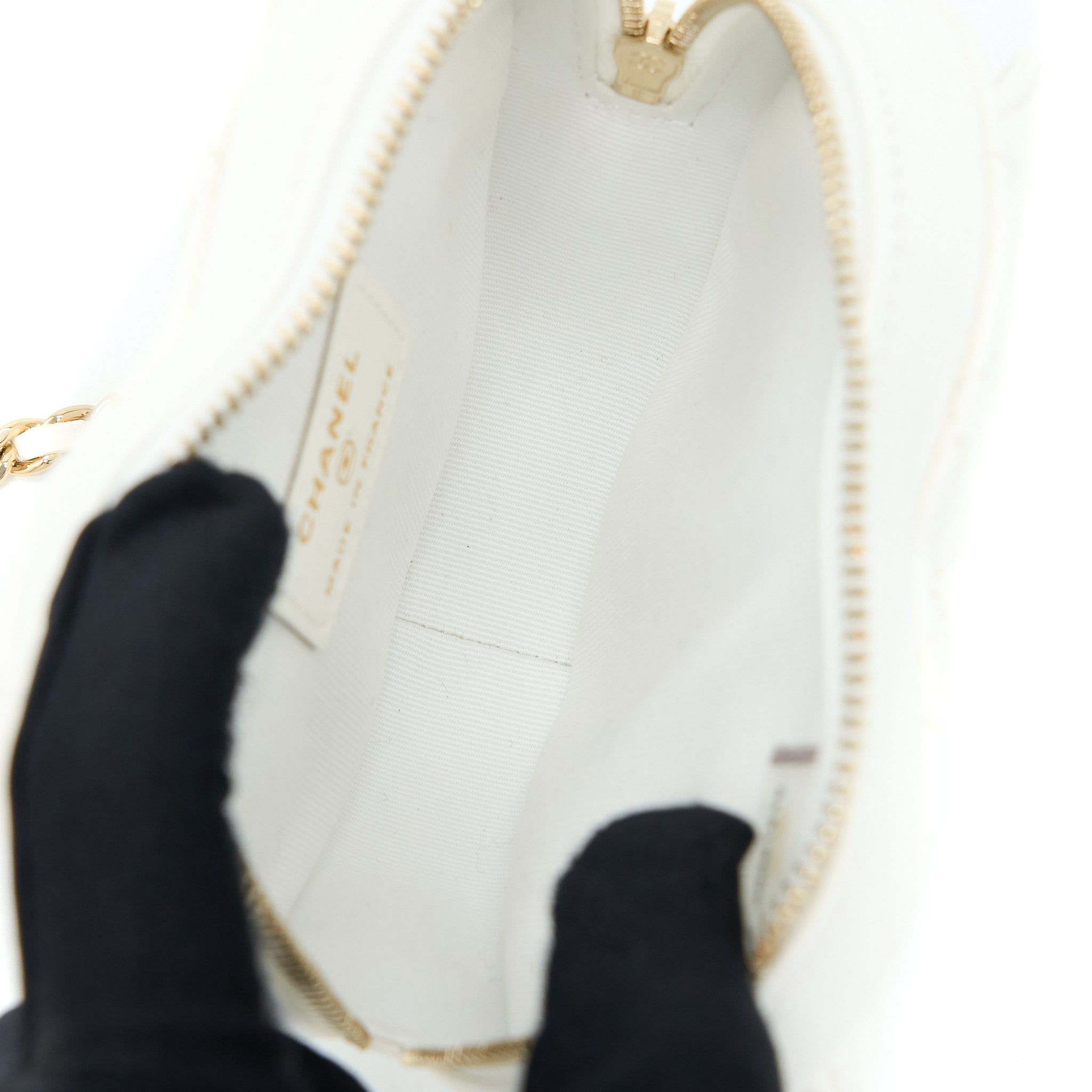 Chanel Small Heart Bag Lambskin White L