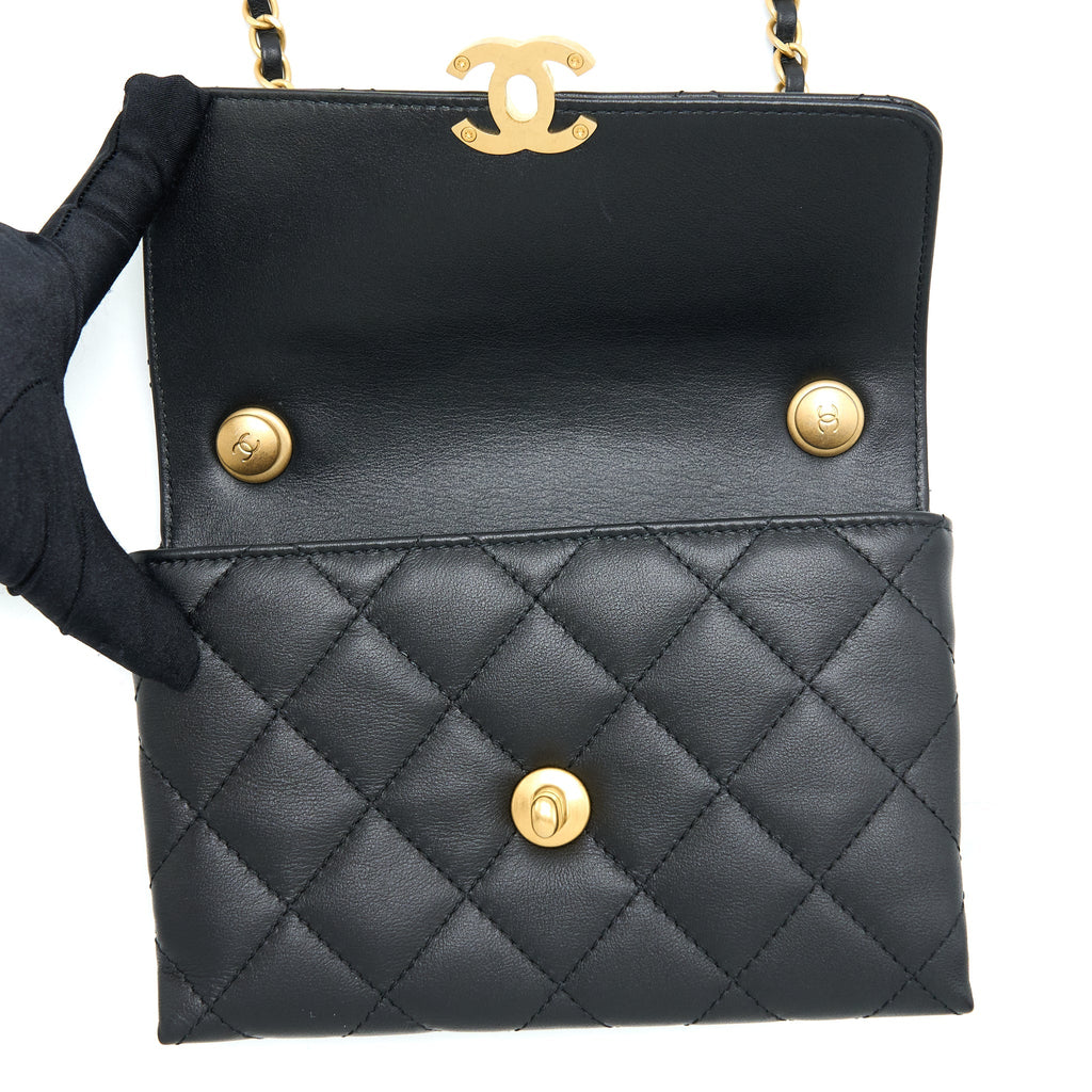 Chanel 22S Seasonal Flap Bag Calfskin Black Brushed
