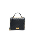 Chanel Rita Top Handle Flap Bag Grained Goatskin Black Brushed