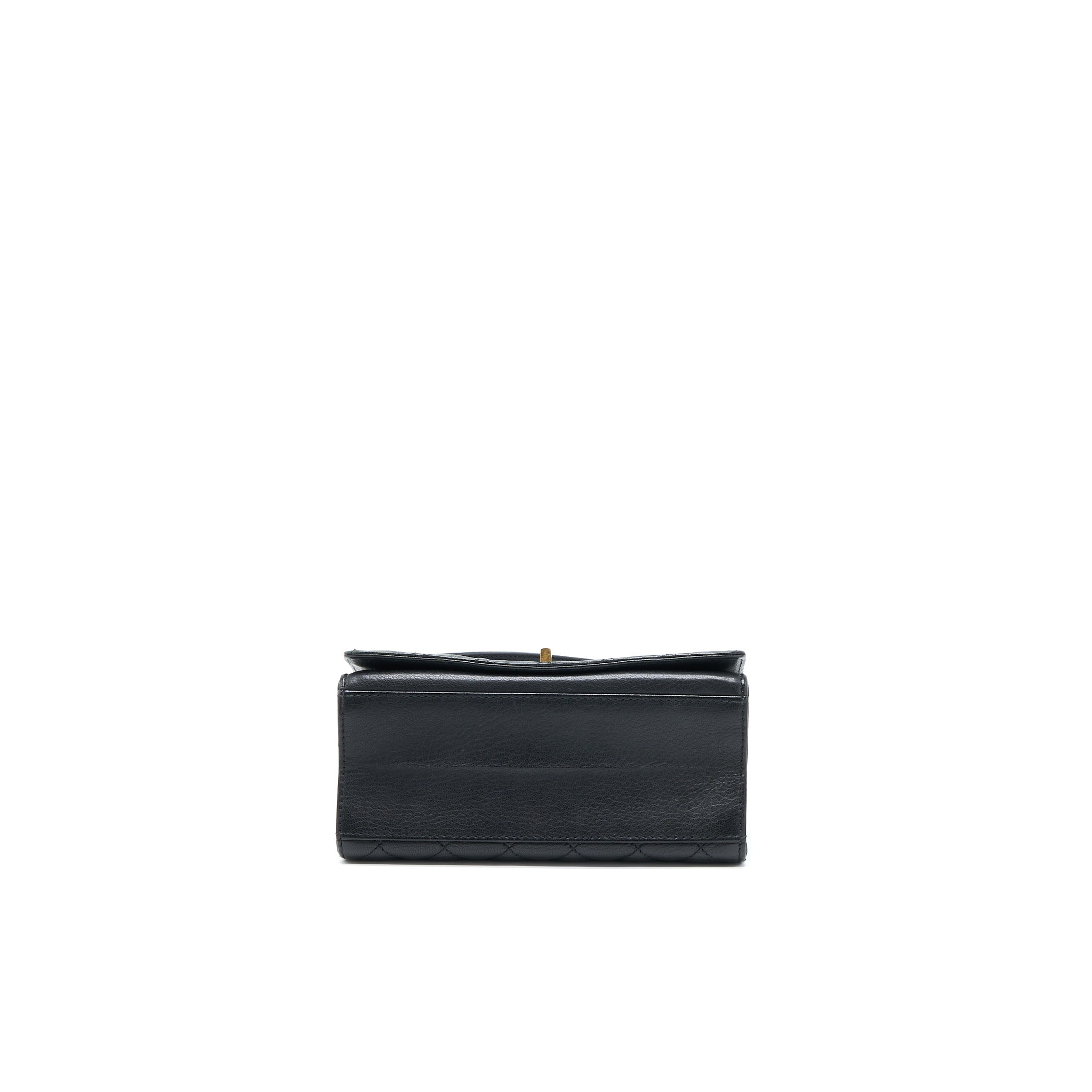 Chanel Rita Top Handle Flap Bag Grained Goatskin Black Brushed