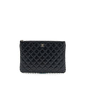 Chanel O-Case Pouch Pearl/Aged Calfskin Black L