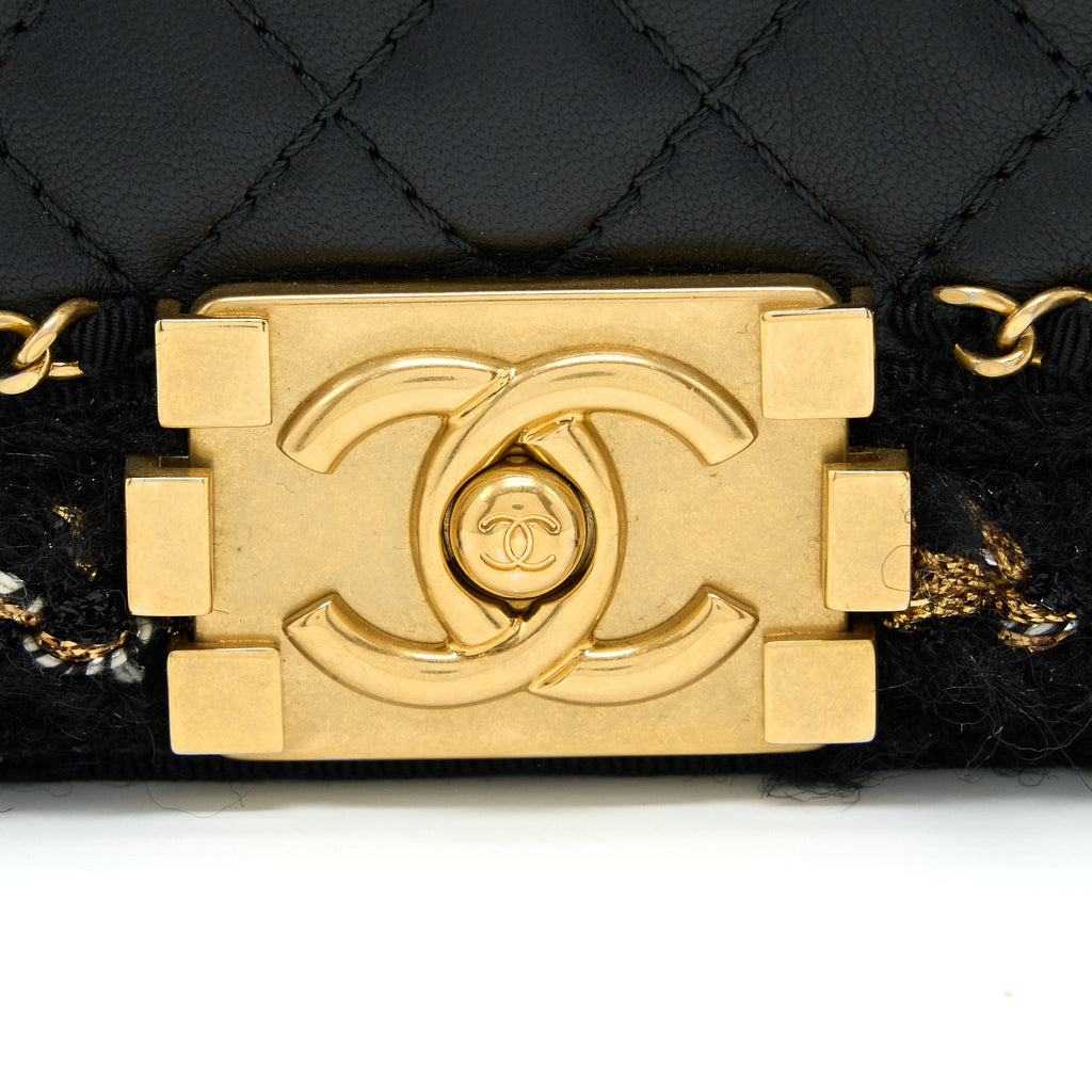 Chanel Small Jacket Boy Bag Lambskin/Tweed Black