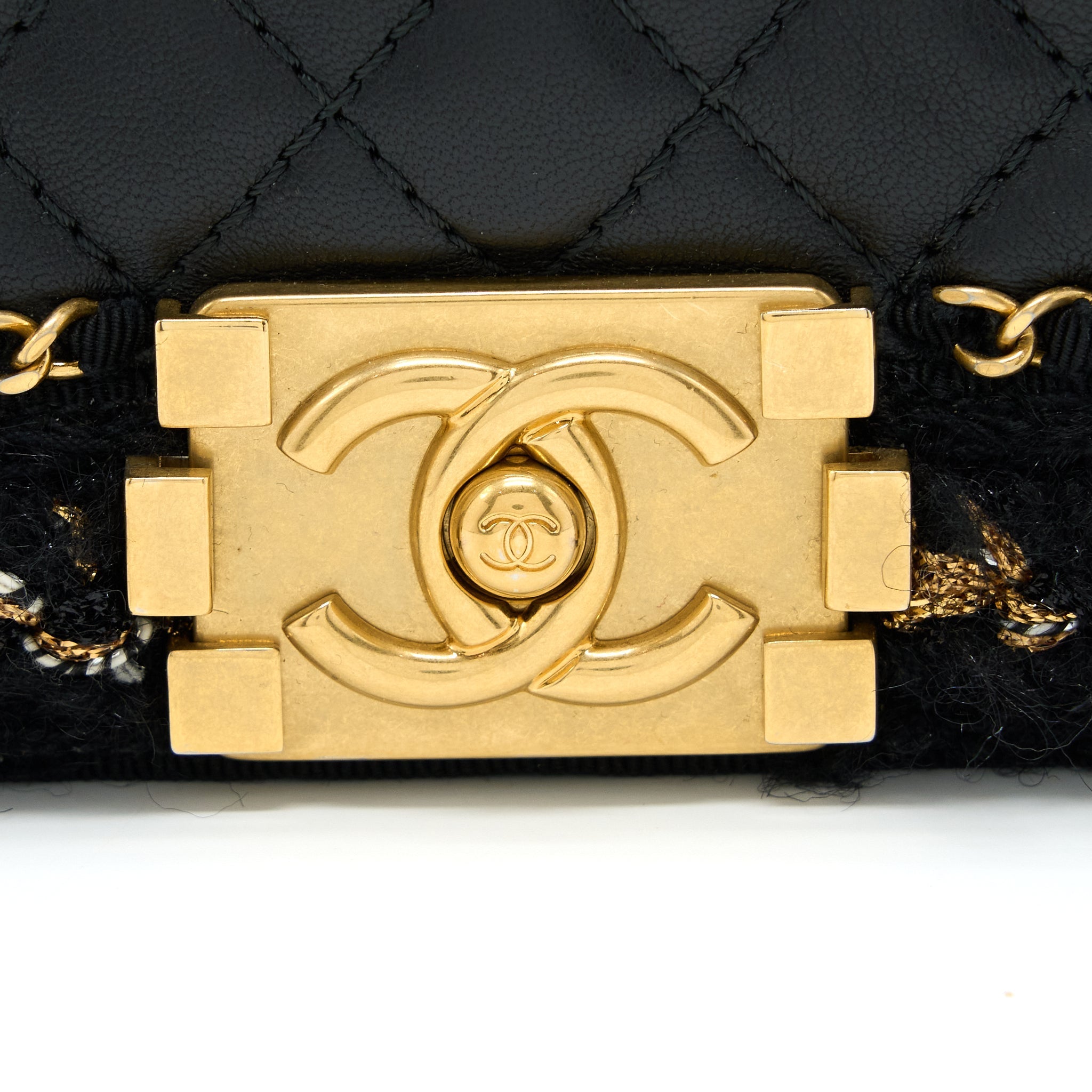Chanel Small Jacket Boy Bag Lambskin/Tweed Black