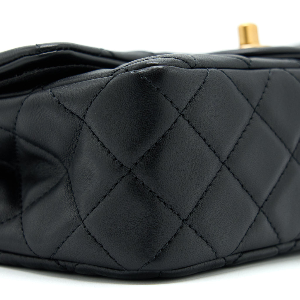 Chanel Pearl Crush Mini Rectangular Lambskin Black With  (Microchip)