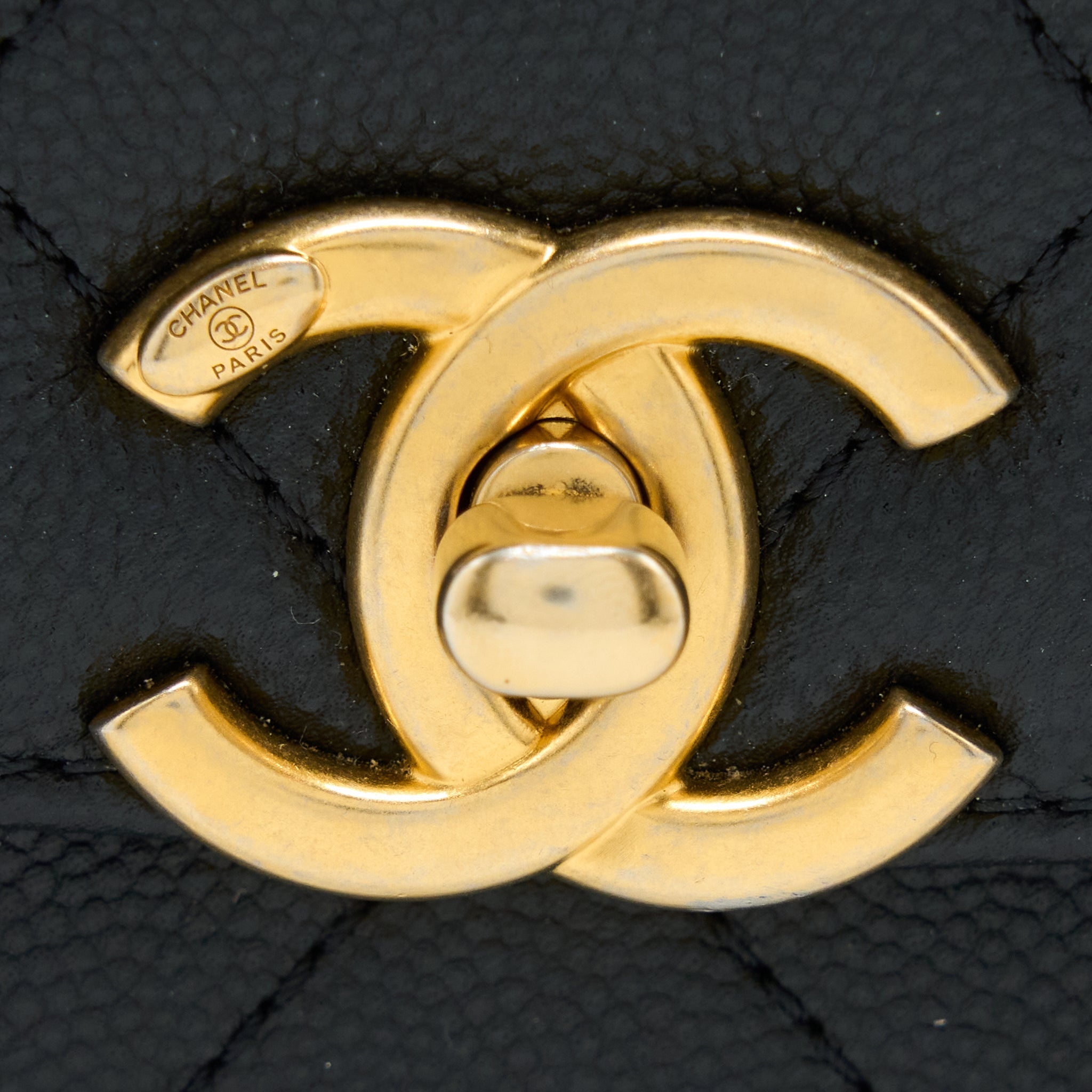 Chanel Detail Chain Flap Bag Grained Calfskin Black  (Microchip)