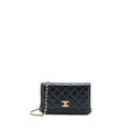 Chanel 22B Detail CC Logo Wallet On Chain Caviar Black L (Microchip)
