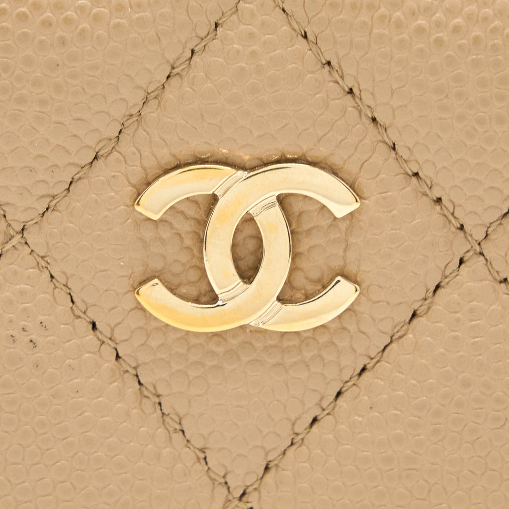 Chanel Classic Card Holder Caviar Dark Beige