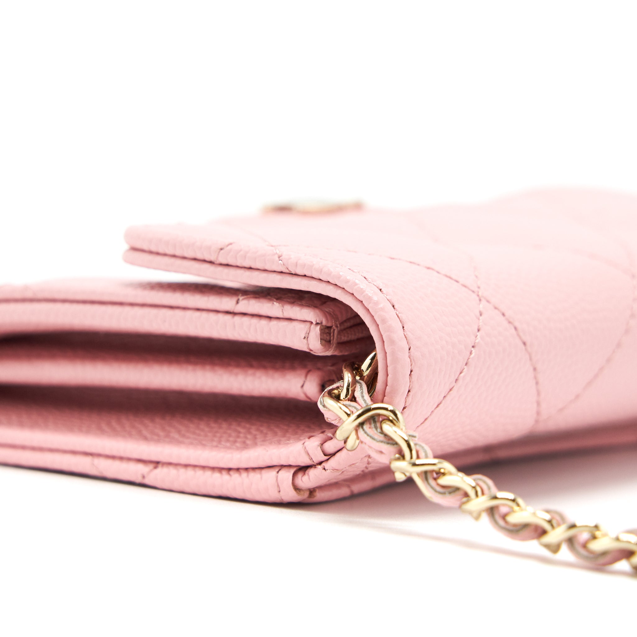 Chanel Card Holder On Chain Caviar Pink L