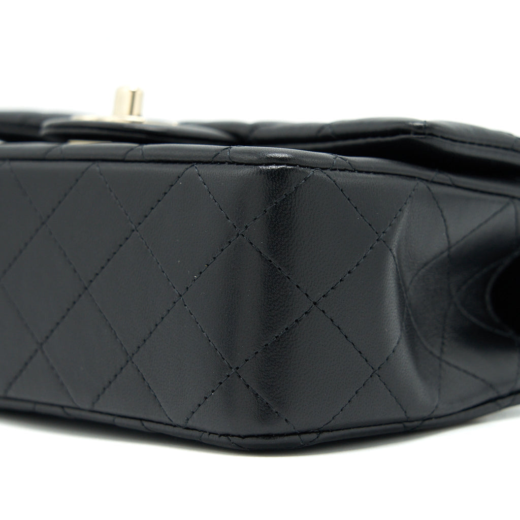 Chanel 22P Top Handle Mini Rectangular Flap Bag Lambskin Black L