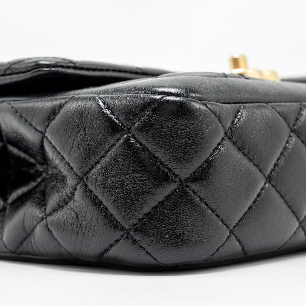 Chanel Quilted Flap Bag Lambskin Black  (Microchip)