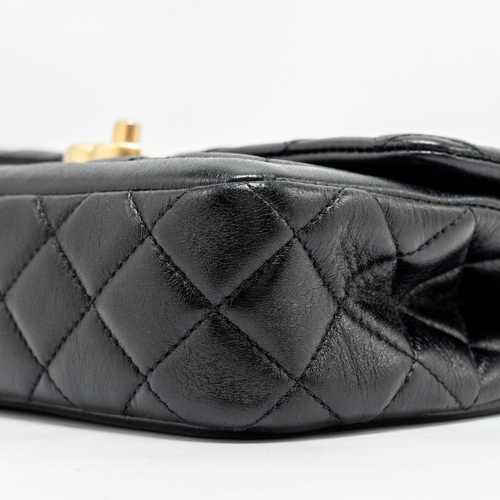 Chanel Quilted Flap Bag Lambskin Black  (Microchip)