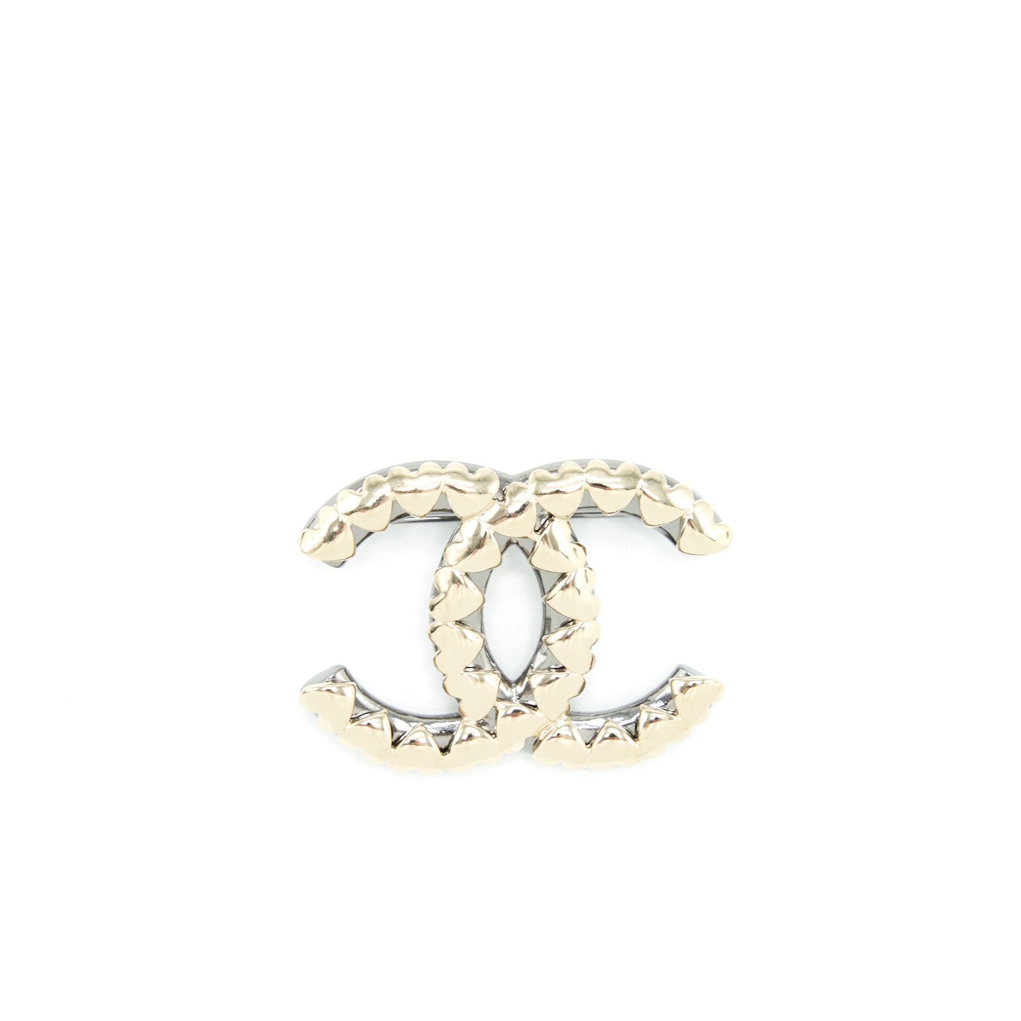 Chanel CC logo mini hearts brooch l