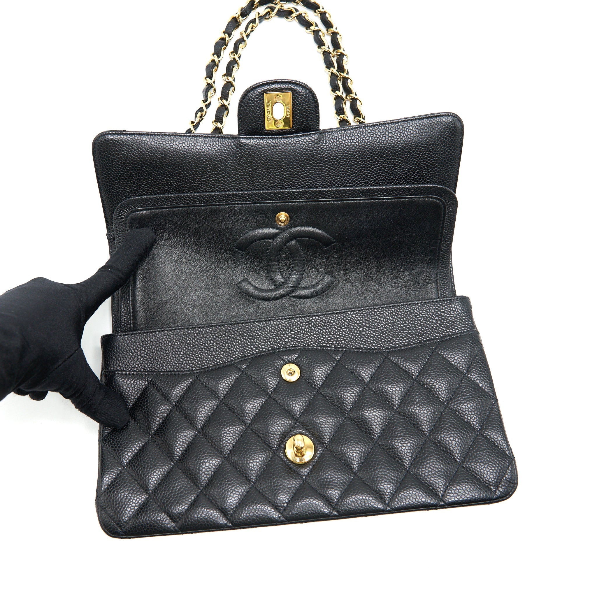 Chanel Medium Classic double flap Bag Caviar black