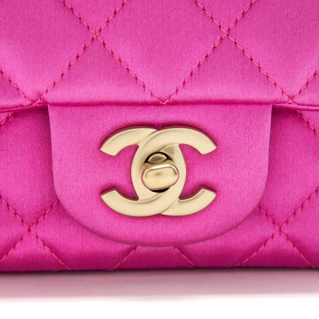 Chanel extra mini Rectangular flap Bag Silk Pink
