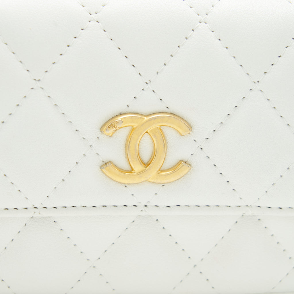 Chanel Pearl Crush Mini Crossbody Bag Lambskin White