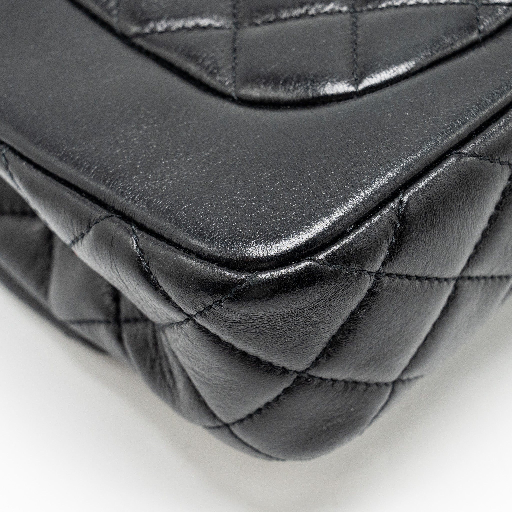 Chanel Quilted Flap Bag Lambskin Black  (Microchip)