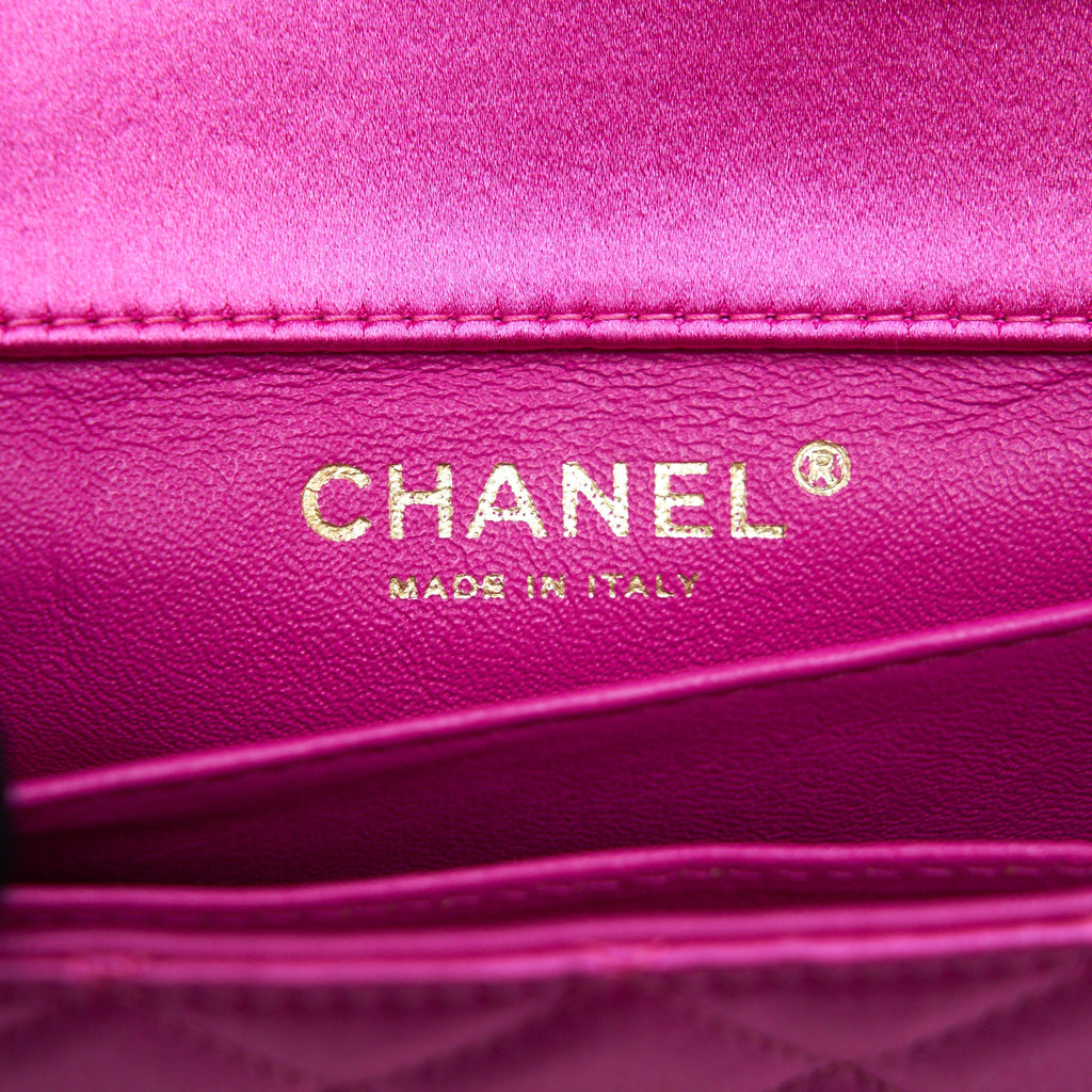 Chanel extra mini Rectangular flap Bag Silk Pink