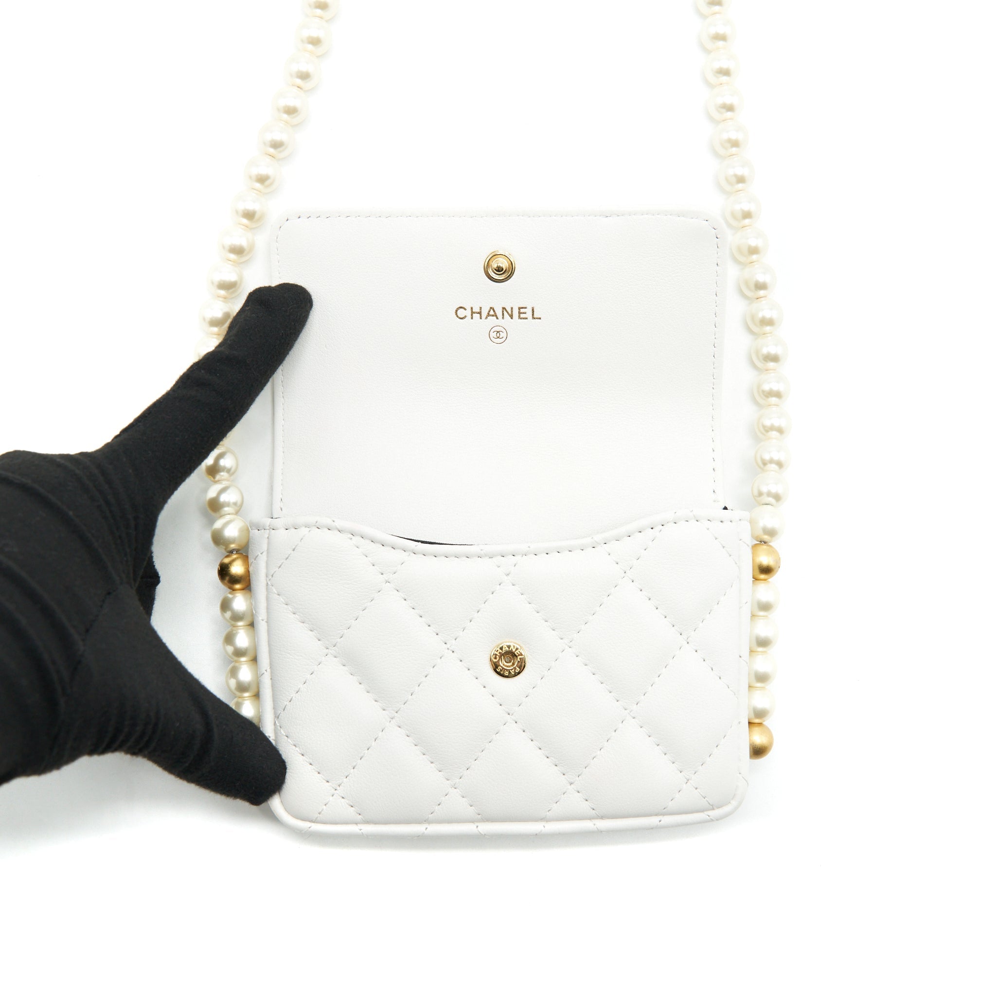Chanel Pearl Crush Mini Crossbody Bag Lambskin White