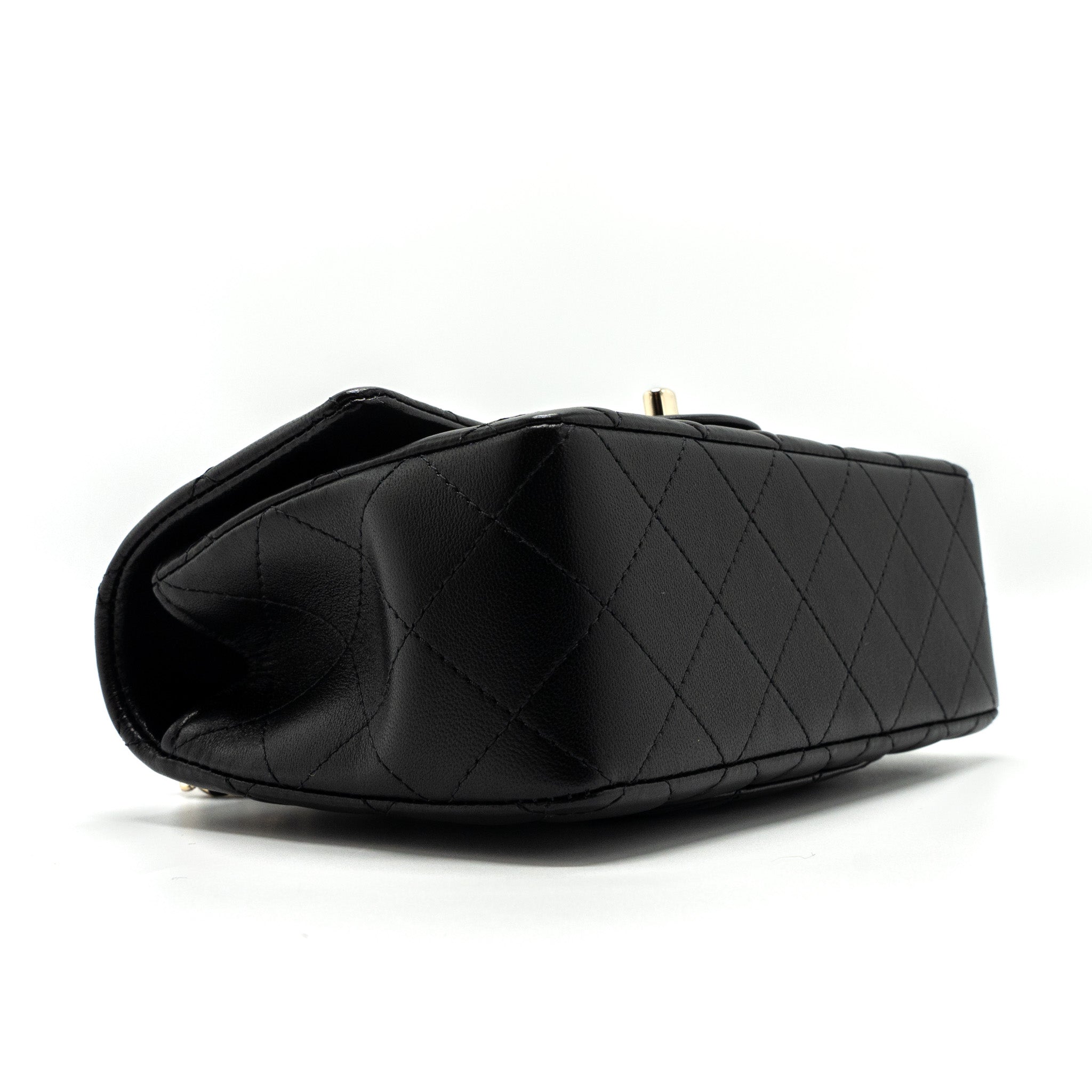 Chanel Top Handle Mini Rectangular Flap Bag Lambskin Black L(Microchip)