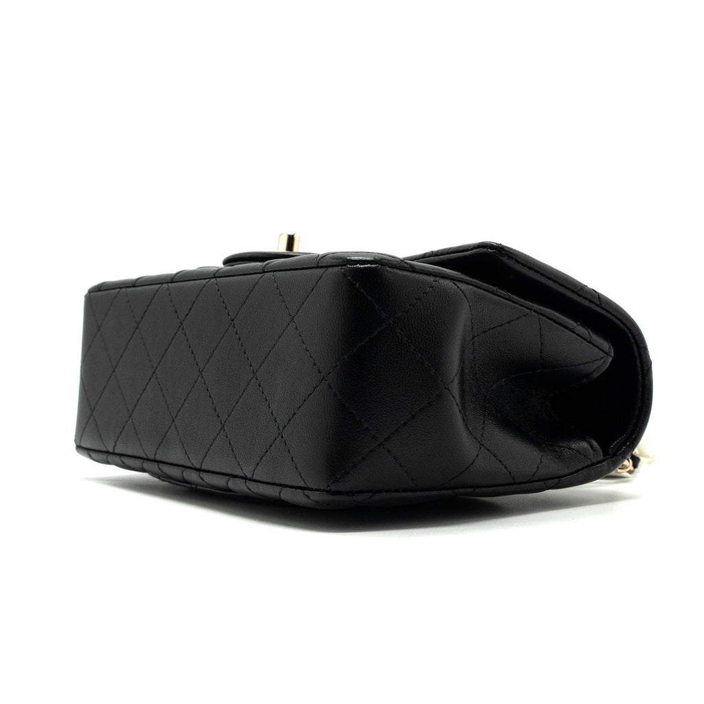 Chanel Top Handle Mini Rectangular Flap Bag Lambskin Black L(Microchip)