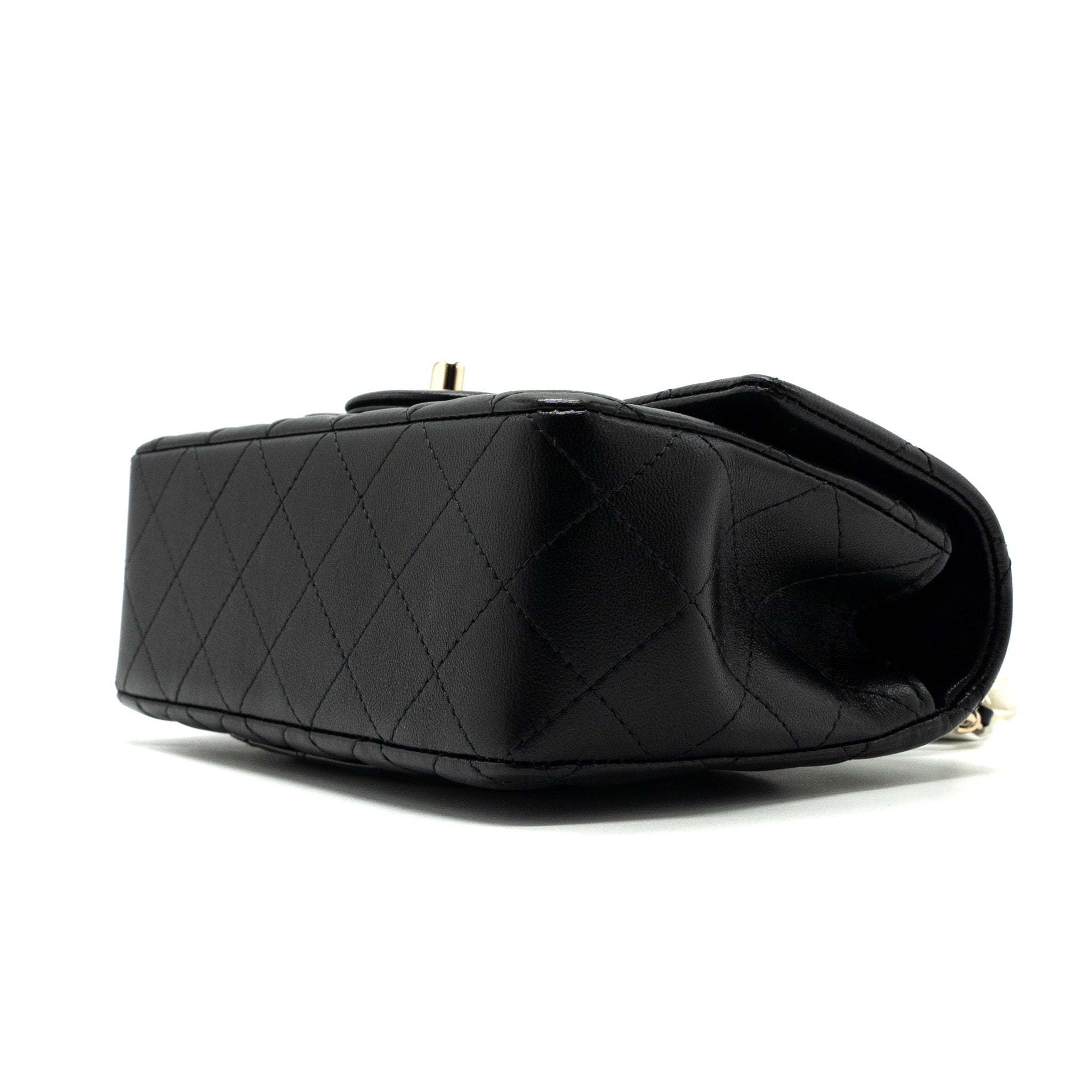 Chanel Top Handle Mini Rectangular Flap Bag Lambskin Black L(Microchip)
