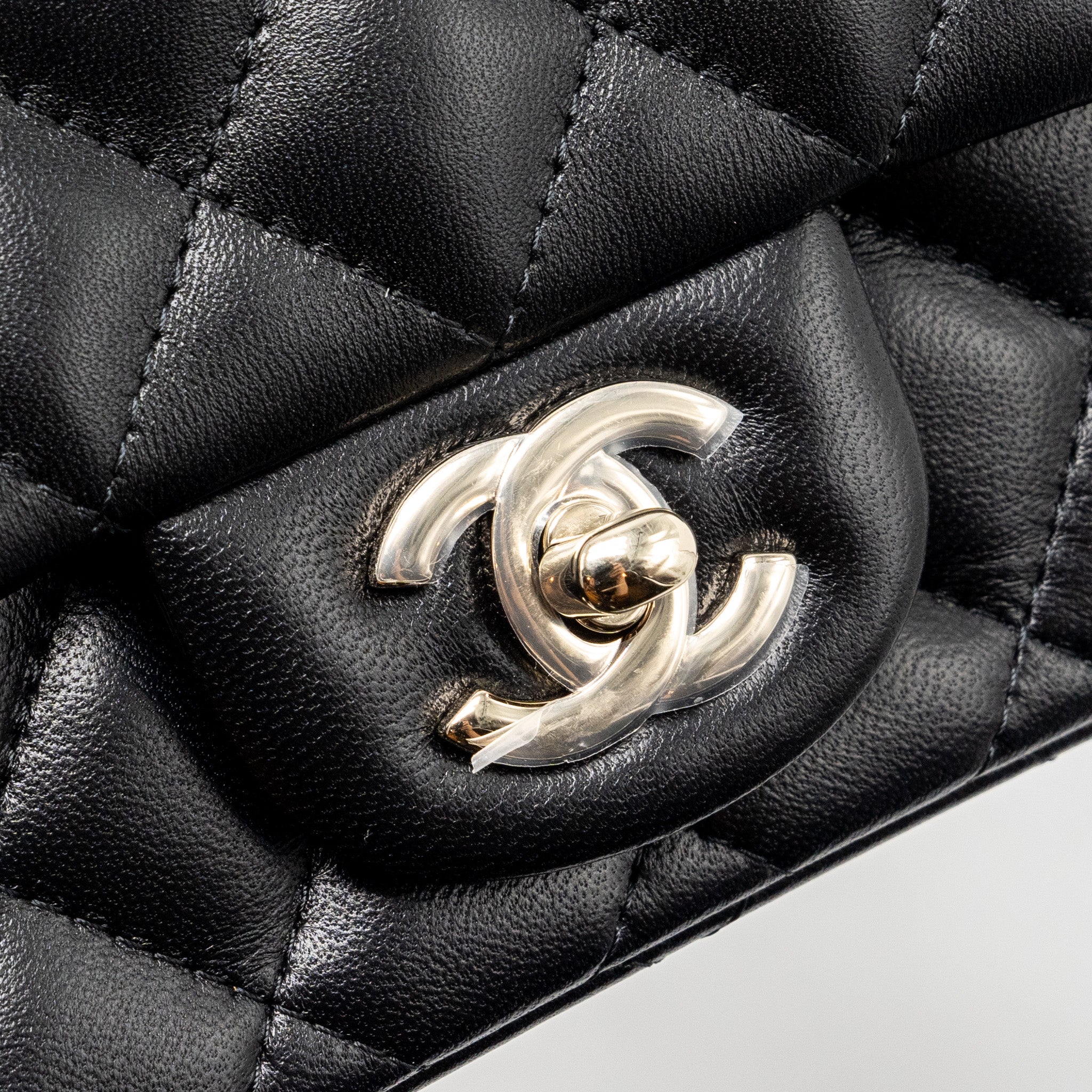 Chanel mini square flap bag lambskin black L (microchip)