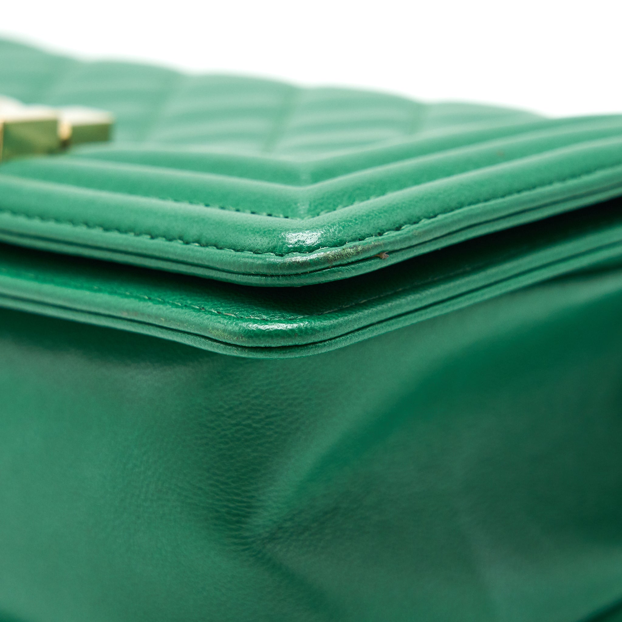 Chanel Small Boy Bag Lambskin Green L