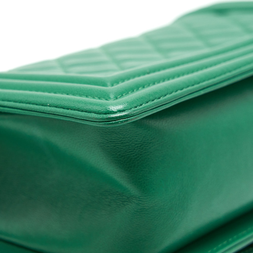 Chanel Small Boy Bag Lambskin Green L