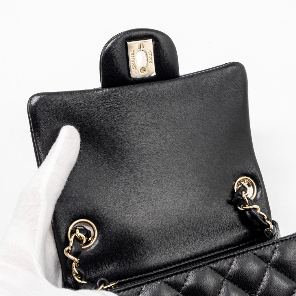 Chanel mini square flap bag lambskin black L (microchip)