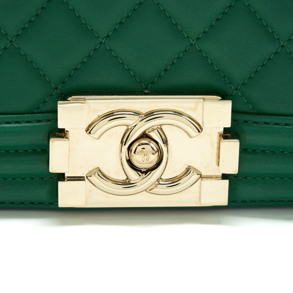 Chanel Small Boy Bag Lambskin Green L