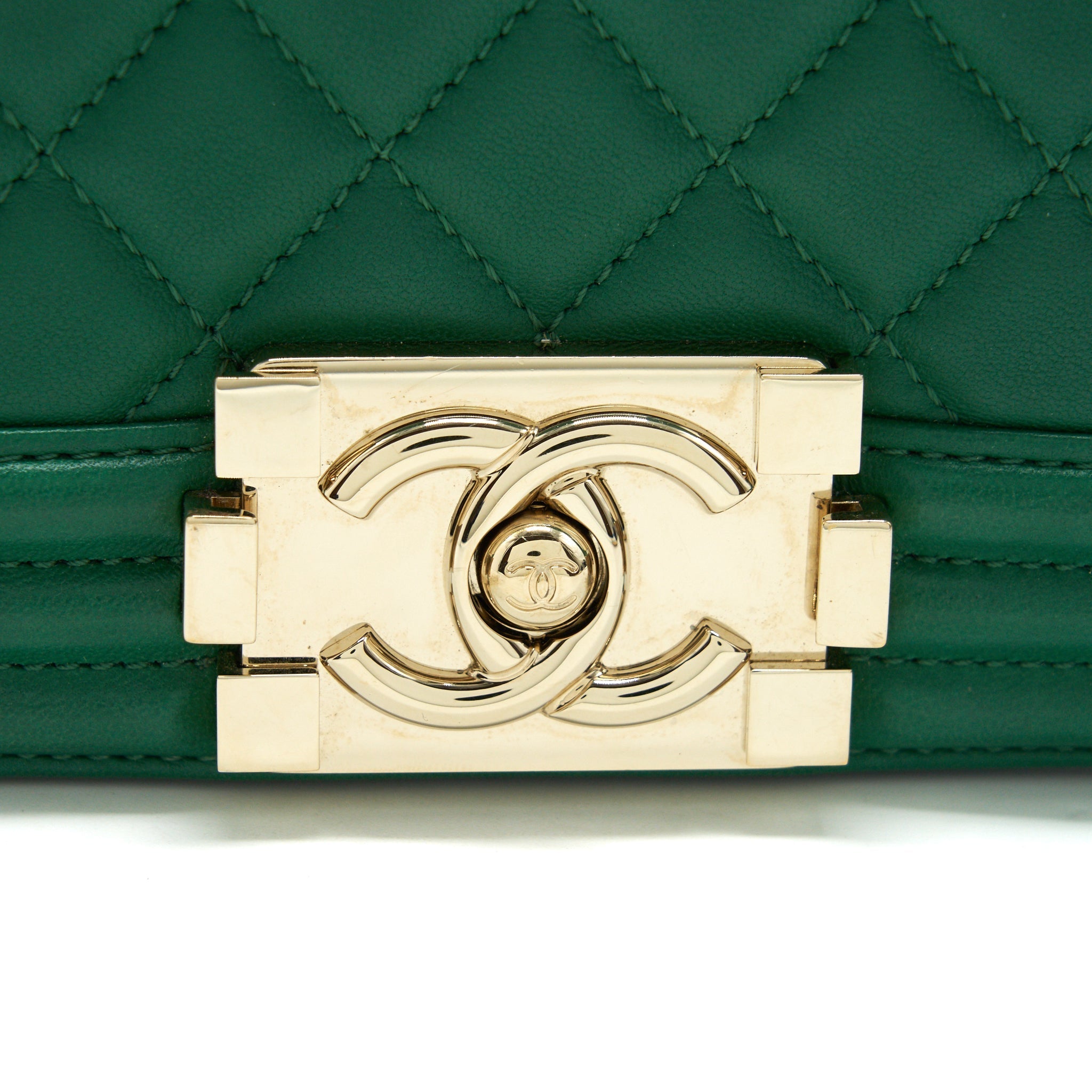 Chanel Small Boy Bag Lambskin Green L