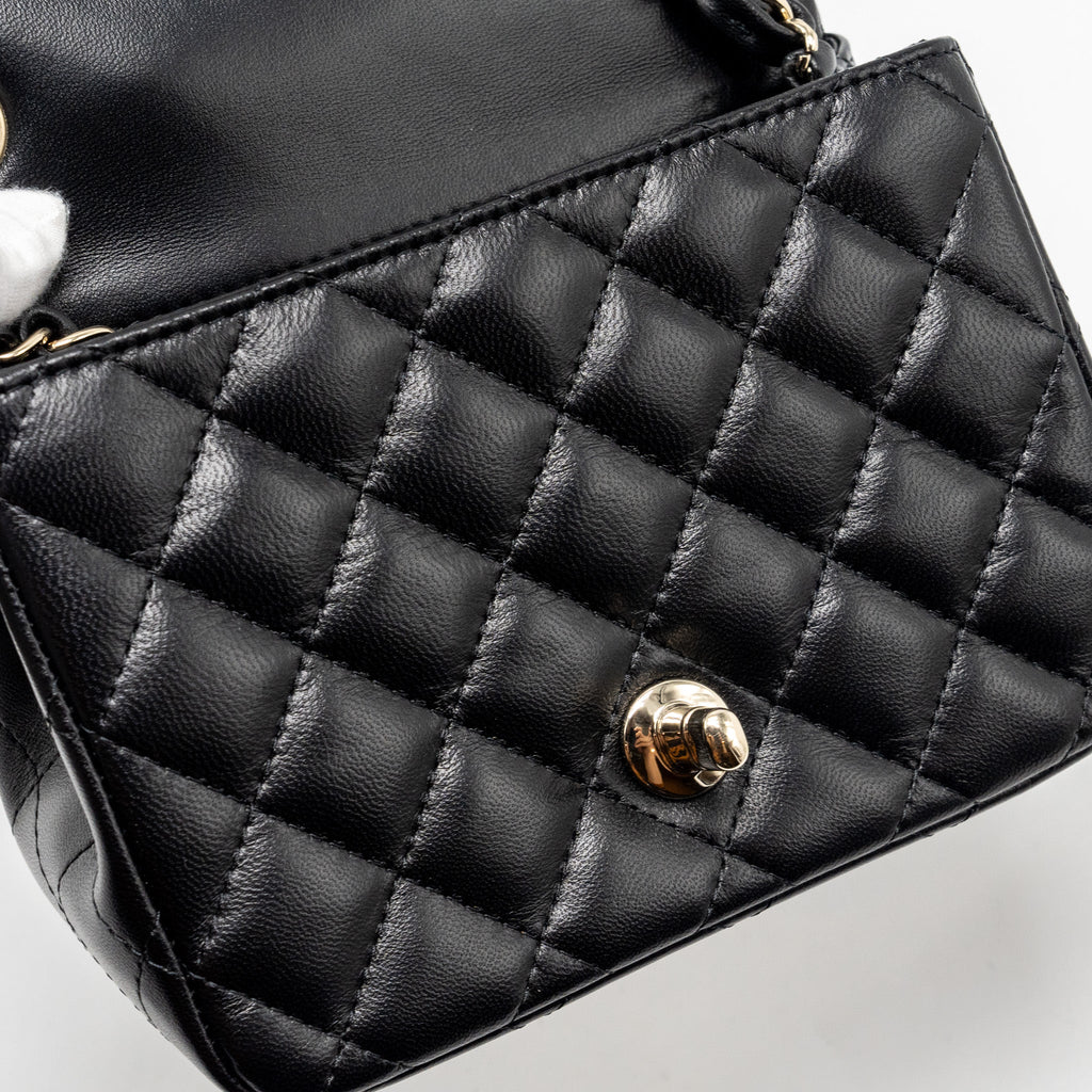 Chanel mini square flap bag lambskin black L (microchip)