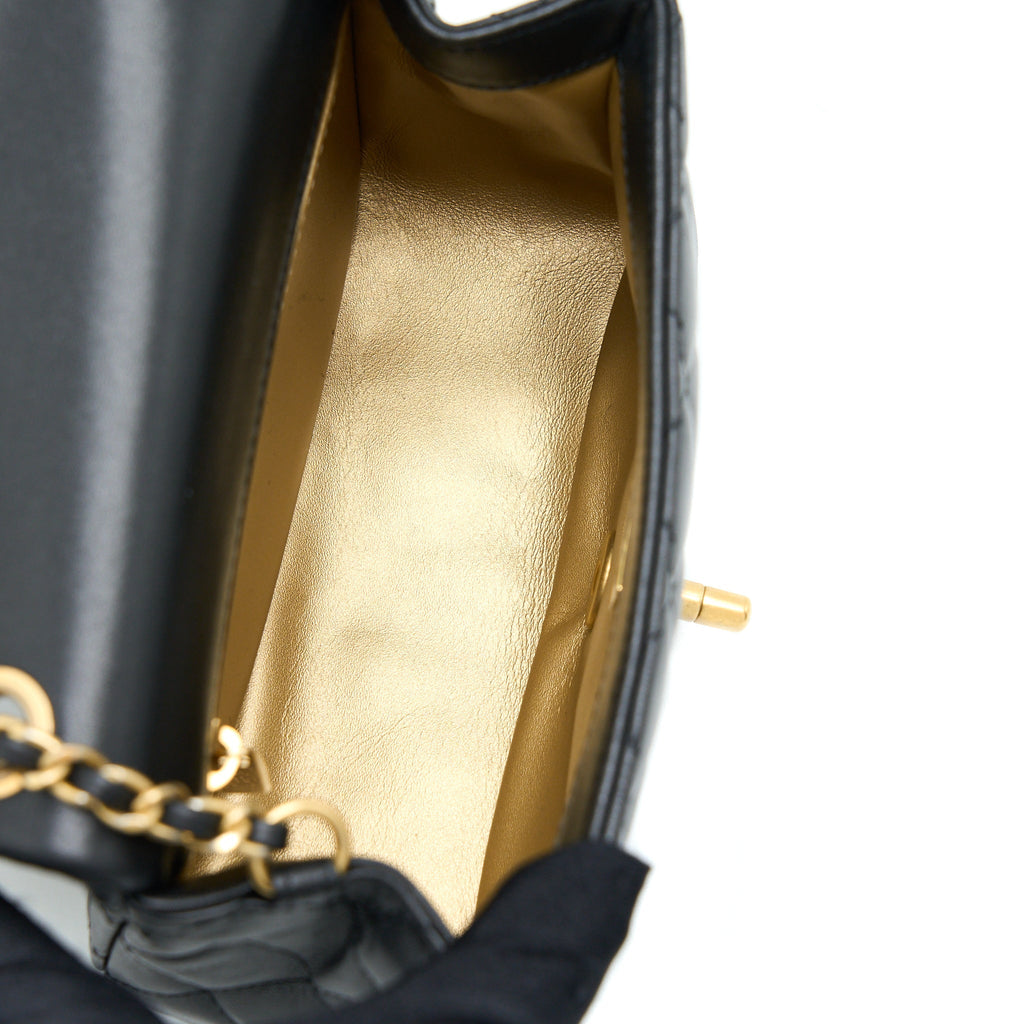 Chanel Pearl Crush Mini Square Flap Bag Lambskin Black  (Microchip)